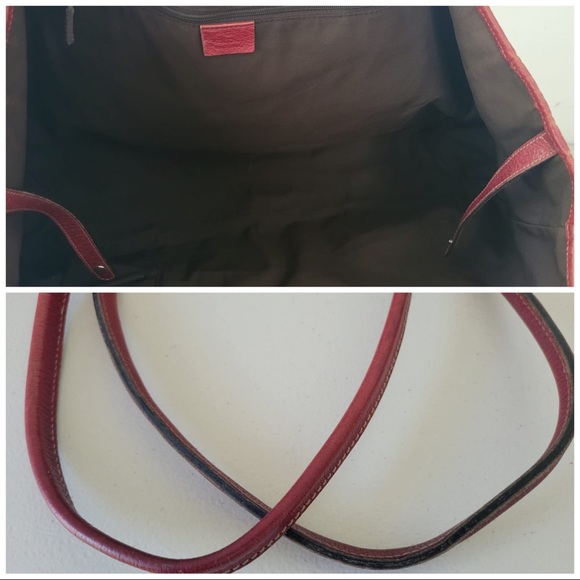GUCCI Authentic GG Canvas Red Leather Princy Tote Bag - Picture 6 of 7